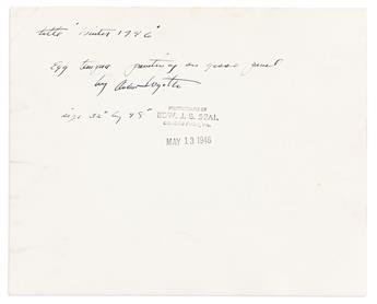 WYETH, ANDREW. Signature and three lines of holograph notes on verso of photograph by Edward J.S. Seal, showing Wyeths painting entitl